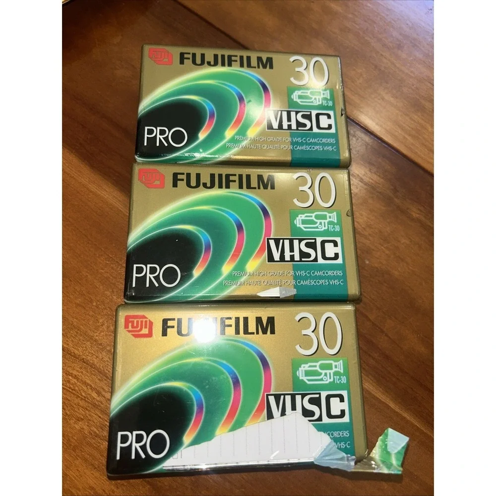 3 lot- FUGIFILM VHS C PRO - TC 30 Tapes New Sealed Camcorder Tapes